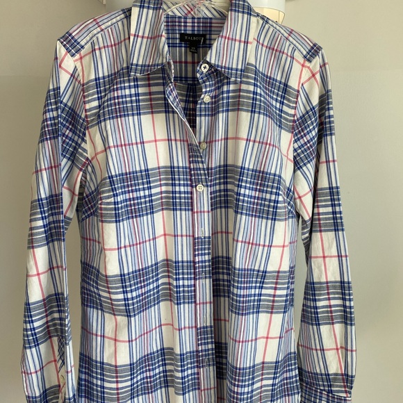 Talbots plaid exsmall shirt. Blue and red wht - Picture 6 of 8